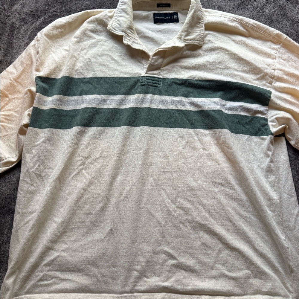 Abercrombie & Fitch Cream Polo with Green Stripe